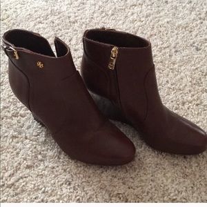 Tory Burch brown leather ankle booties